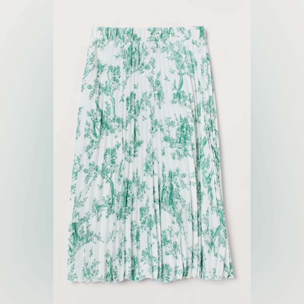 H&M Botanical Pleated Midi Skirt